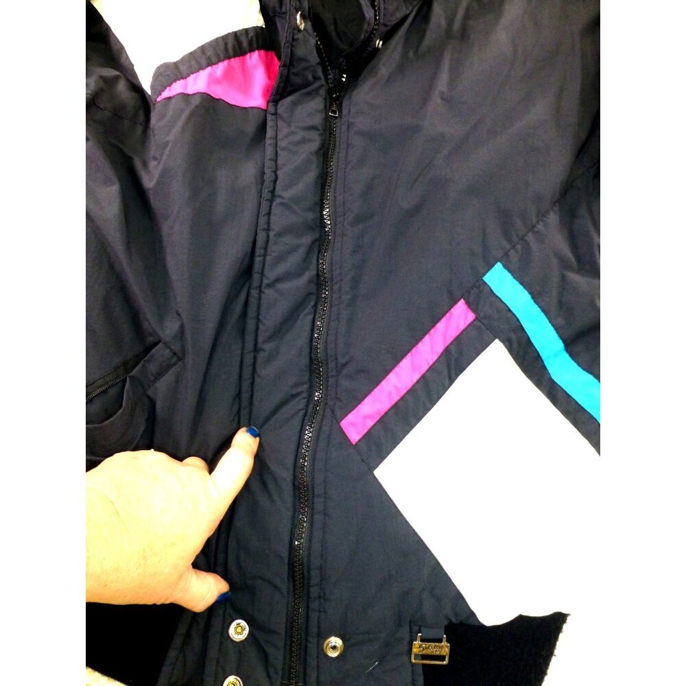 VTG Subili Retro Color Block Puffer Winter Jacket Windbreaker Size 12 - Picture 15 of 16